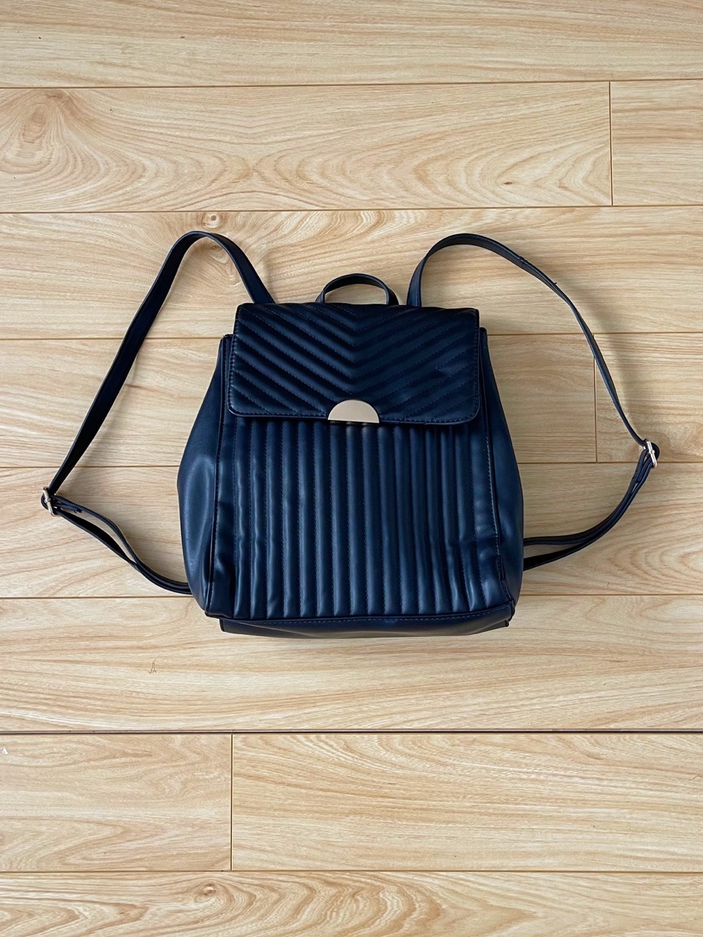 A New Day | Quilted Faux Leather Backpack - Black